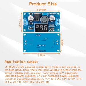 EC Buying LM2596 DC-DC Step-Down Voltage Module, Step-Down Converter, Adjustable Buck Converter Regulator Module with Digital Input 2.5V~40V Output1.25V~37V 3A/voltage Regulator with LED Display(2PCS)