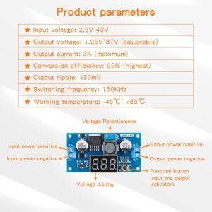 EC Buying LM2596 DC-DC Step-Down Voltage Module, Step-Down Converter, Adjustable Buck Converter Regulator Module with Digital Input 2.5V~40V Output1.25V~37V 3A/voltage Regulator with LED Display(2PCS)