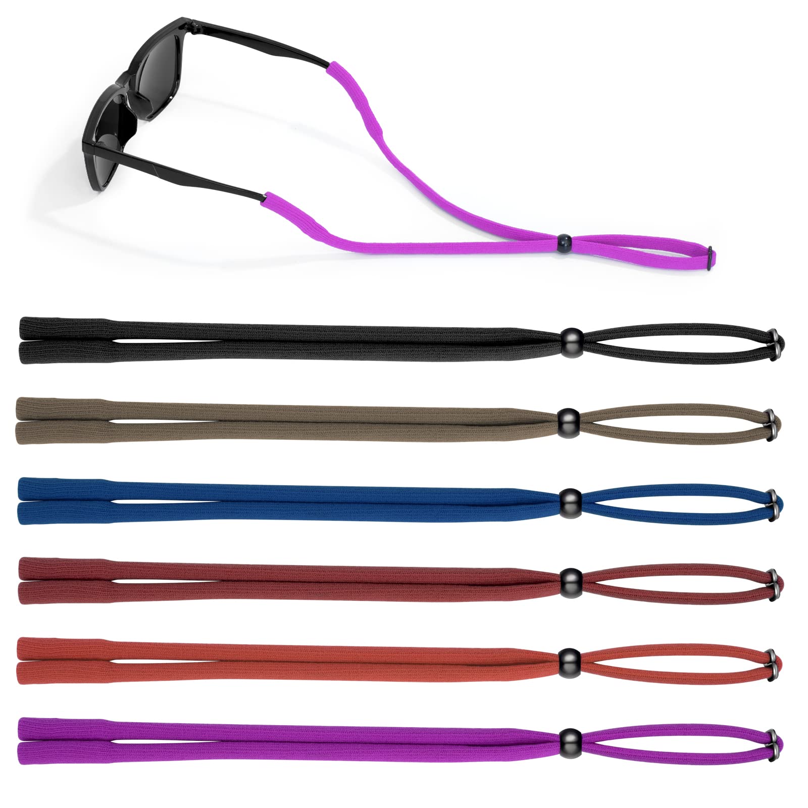 VOOGLASS Glasses Strap(6 PCS) Sports Eyeglass Strap,Adjustable Sunglasses Lanyard Neck Holders Cord Retainer for Men Women