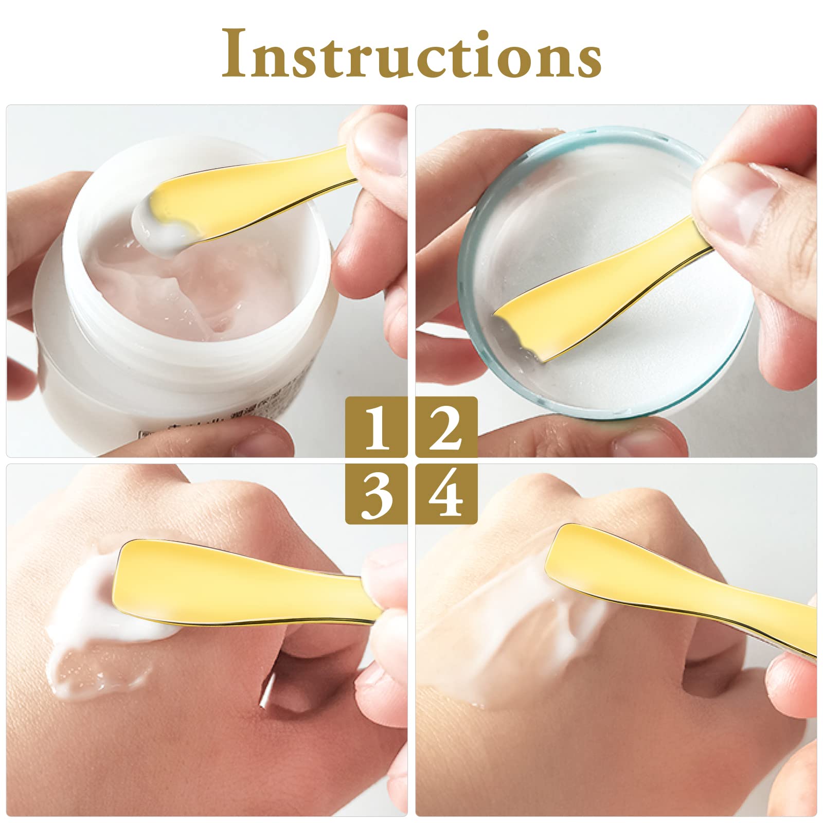 Sibba 3 Pieces Facial Massage Spatula Sticks Mini Skincare Tiny Spoons Face Eye Cream Lotion Makeup Applicator Tools Brush Set Reusable Skin Care Beauty Cosmetic Tool