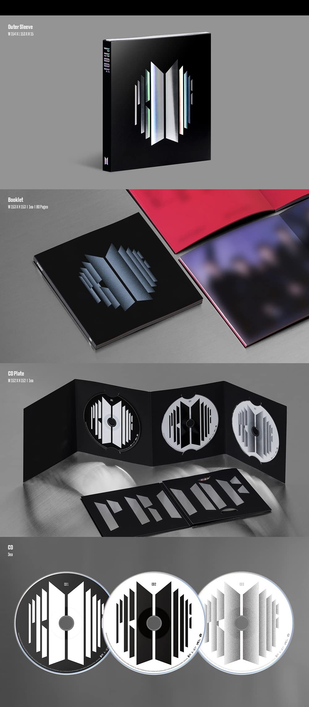 Dreamus BTS - Proof Standard+Compact Edition SET [BTS Anthology Album] 6CD+1Folded Poster, 188 x 250 x 59 mm (BHE0116)