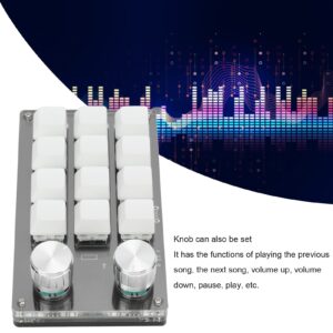 One Handed Programmable Mechanical Keyboard, 12 Keys RGB Programmable Macro Keyboard with Knob Plug and Play Multifunctional Mechanical Gaming Keypad Function Keypad for