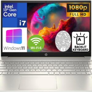 HP Pavilion 15 15.6" FHD Laptop Computer, 13th Gen Intel 10-Core i7-1355U, 16GB DDR4 RAM, 1TB PCIe SSD, WiFi 6, Bluetooth 5.3, Backlit Keyboard, Fingerprint Reader, Warm Gold, Windows 11, Zivcul