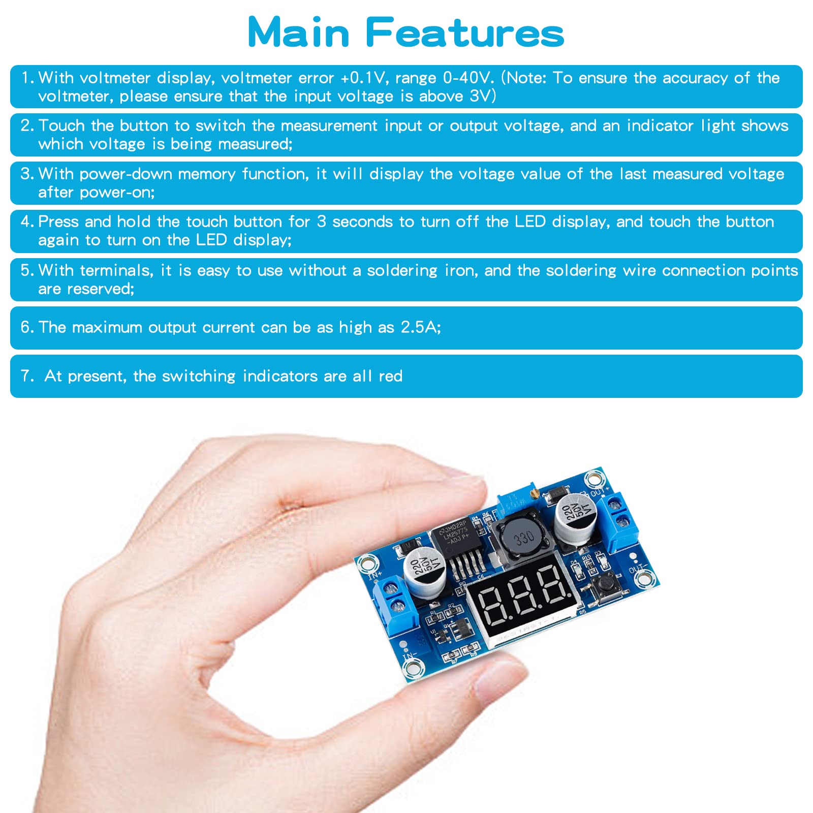 EC Buying LM2577 DC-DC Boost Module, Digital Display Board Adjustable with LED Display Digital Voltmeter Boost Converter, Digital Display Board Circuit Board Input 4-35V Output Current 3A (2PCS)