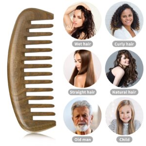 BESTOOL Wide Tooth Comb，Extra Large Sandalwood Wide Tooth Comb 100% Natural Sandalwood Comb Detangler for Curly Long Thick Wet or Dry Hair Anti-static