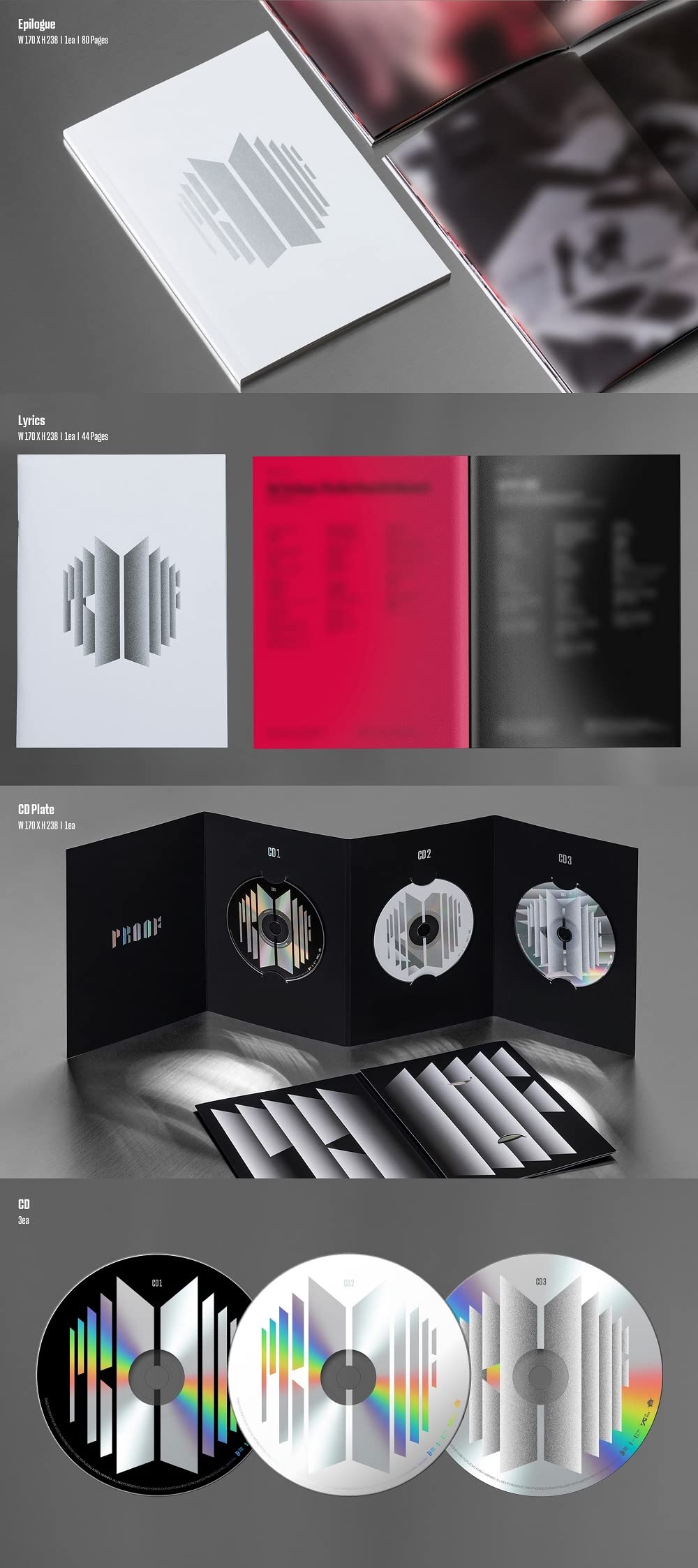 Dreamus BTS - Proof Standard+Compact Edition SET [BTS Anthology Album] 6CD+1Folded Poster, 188 x 250 x 59 mm (BHE0116)