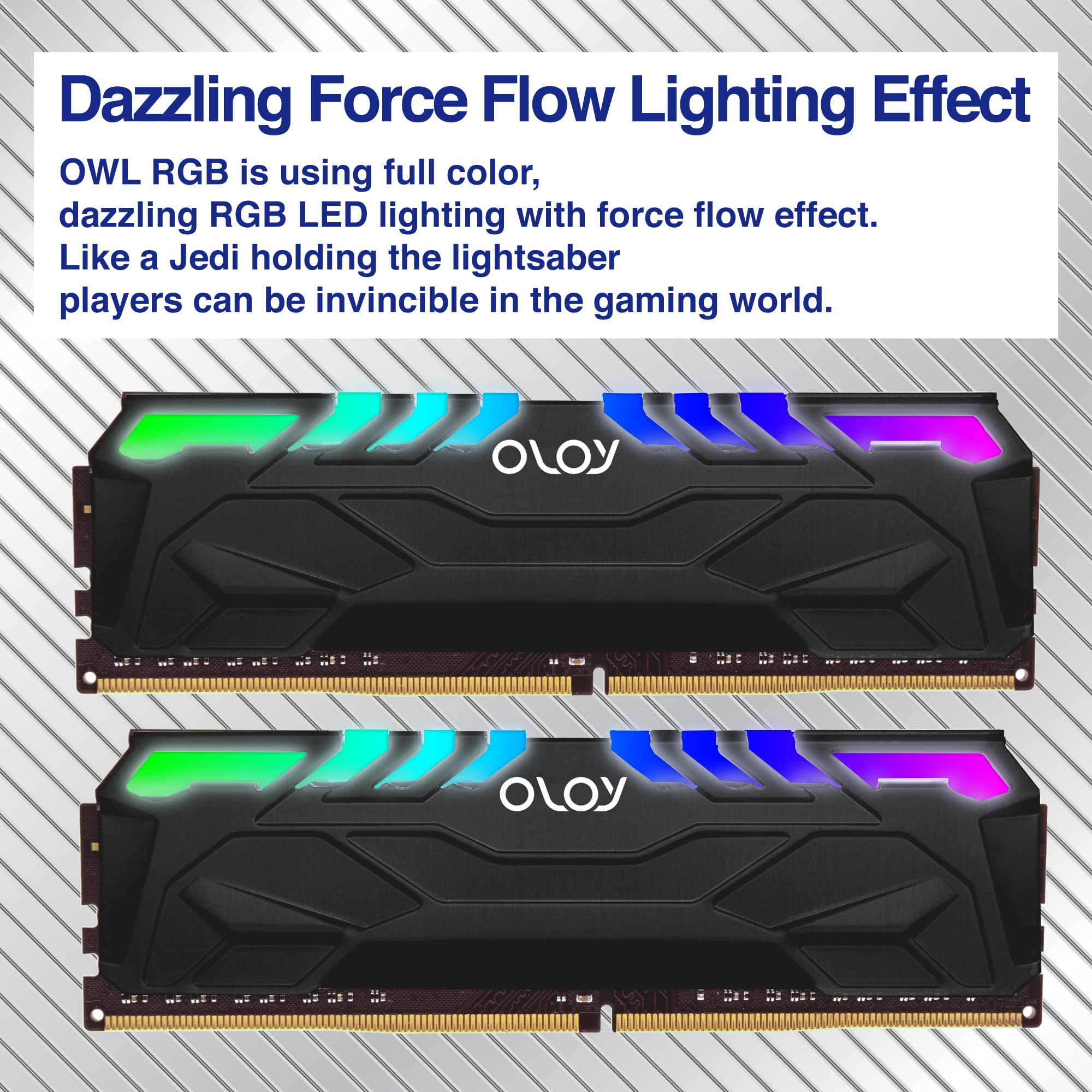 OLOy DDR4 RAM 16GB (2x8GB) Black Owl Aura Sync RGB 3200 MHz CL16 1.35V 288-Pin Desktop Gaming UDIMM (MD4U0832161BHJDA)