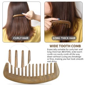 BESTOOL Wide Tooth Comb，Extra Large Sandalwood Wide Tooth Comb 100% Natural Sandalwood Comb Detangler for Curly Long Thick Wet or Dry Hair Anti-static