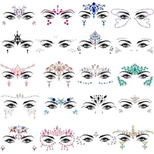 siquk 20 sets face jewels mermaid face gems rave face jewel rhinestones face crystal face stickers jewels gems eye jewels for festival rave carnival party