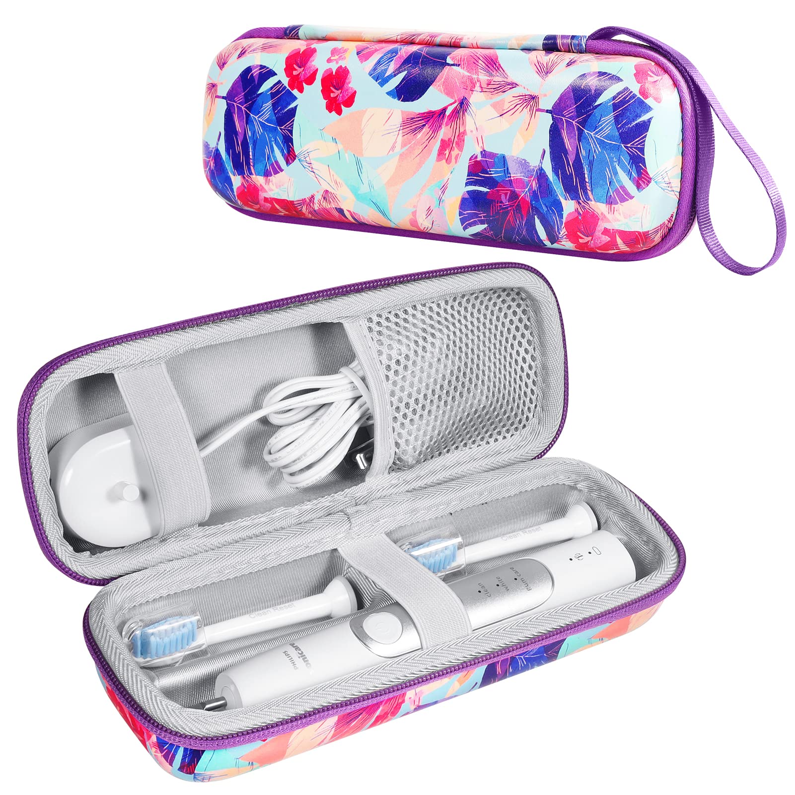 ZORETCO Toothbrush Travel Case Compatible with Oral-B Pro 1000,1500,2000,3000,3500 Fits For Philips Sonicare Protectiveclean 4100,5100,6100,6500 Electric Toothbrush Travel Bag (Purple)