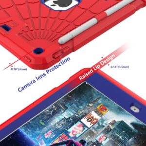 New iPad 5th 6th Generation Case 9.7 inch 2017 2018 Released with Stand & Pencil Holder | Kids Friendly 3-Layer Heavy Duty Rugged Protective Shockproof | Red & Blue