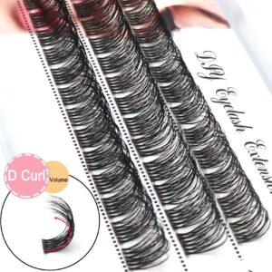 DIY Lash Clusters Lash Extension 39 Clusters Volume Individual D Curl Fluffy Lashes with Clear Band Makeup at Home Fake Eyelashes(FD02-12/14/16mm)