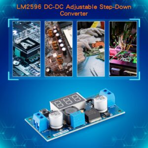 EC Buying LM2596 DC-DC Step-Down Voltage Module, Step-Down Converter, Adjustable Buck Converter Regulator Module with Digital Input 2.5V~40V Output1.25V~37V 3A/voltage Regulator with LED Display(2PCS)