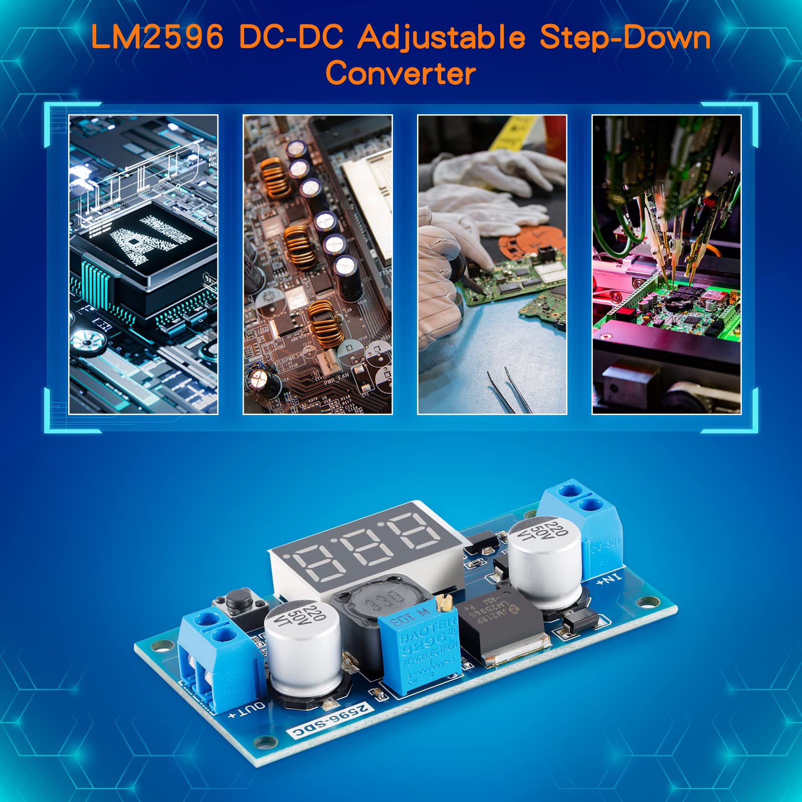 EC Buying LM2596 DC-DC Step-Down Voltage Module, Step-Down Converter, Adjustable Buck Converter Regulator Module with Digital Input 2.5V~40V Output1.25V~37V 3A/voltage Regulator with LED Display(2PCS)