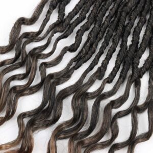 24 Inch Faux Locs Crochet Hair 6 Packs Soft Locs Crochet Hair Pre Looped Curly Wavy Goddess Locs Crochet Braids for Women 1B/30/27