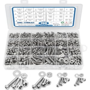 700pcs nuts and bolts assortment kit, satantech 4-40#6-32#8-32#10-24 phillips pan head assortment stainless steel bolts nuts flat washers nuts bolts with case