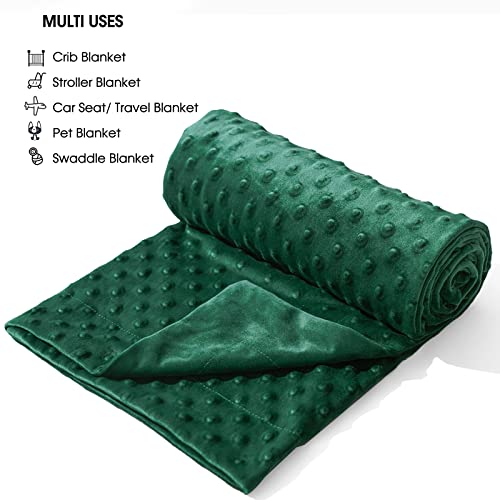 david's kids Minky Baby Blanket for Boys Girls Neutral, Soft Lightweight Micro Fleece Blanket with Double Layer, Dotted Backing, Receiving Blanket for Newborns, 30x40 Inches, Emerald Green