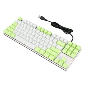 minifinker wired keyboard, 87 keys backlight design gaming keyboard for typists for home(green white)