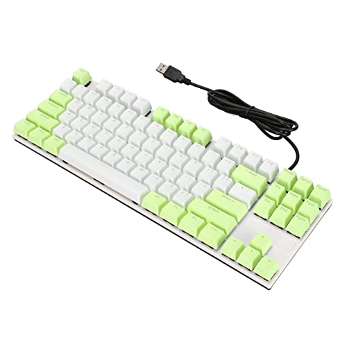 minifinker Wired Keyboard, 87 Keys Backlight Design Gaming Keyboard for Typists for Home(Green White)