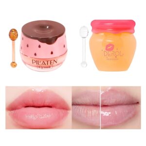 swetiyou lip plumper lip mask set, lip plumper gloss lip injection, strawberry propolis moisturizing lip sleeping mask, hydrating & prevention dry and ed lip scrubs exfoliator (ginger and strawberry)