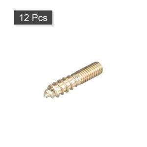 uxcell M5x25mm Hanger Bolts, 12pcs Double Ended Thread Dowel Screws for Wood Furniture