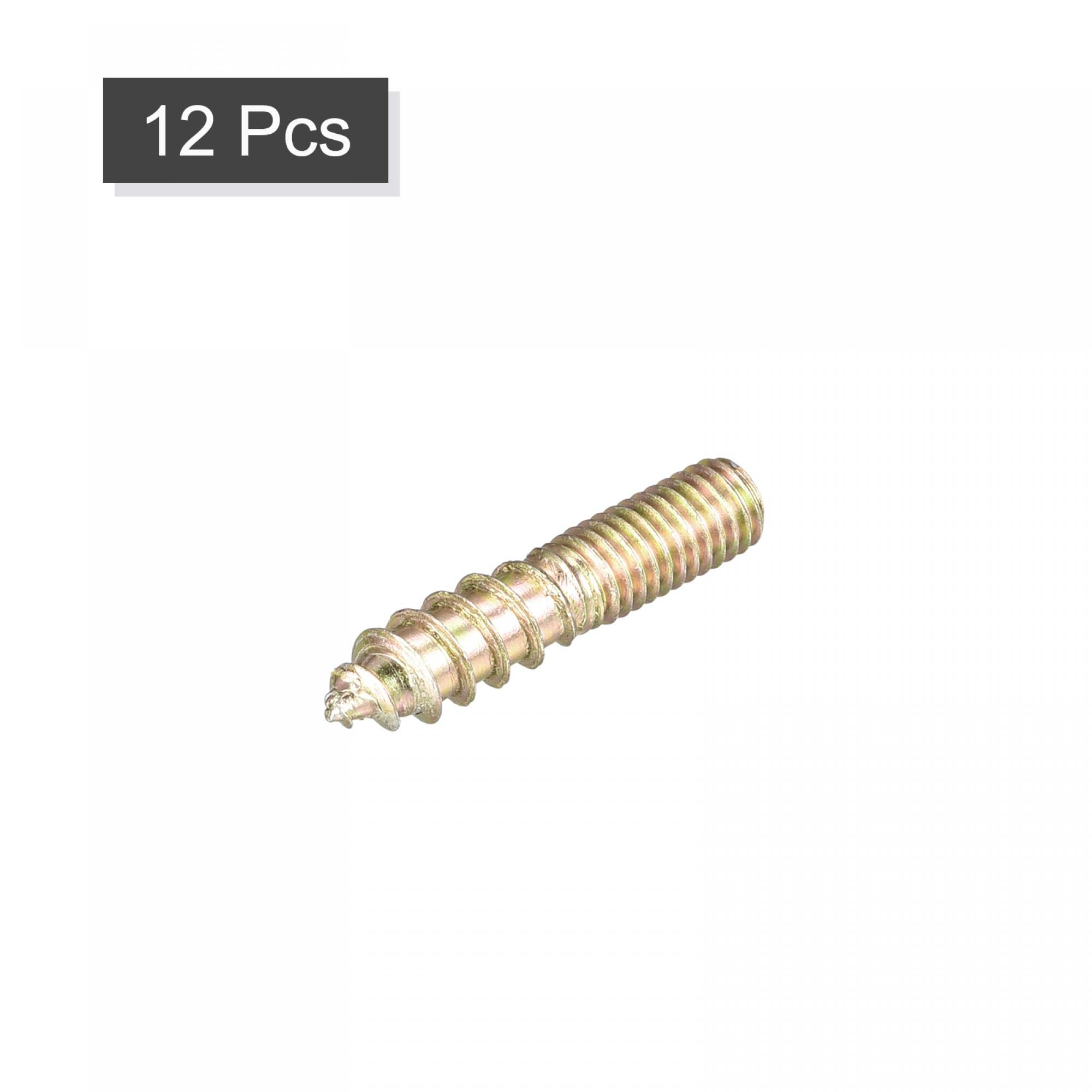 uxcell M5x25mm Hanger Bolts, 12pcs Double Ended Thread Dowel Screws for Wood Furniture