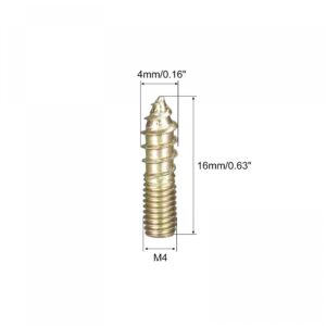 uxcell M4x16mm Hanger Bolts, 12pcs Double Ended Thread Dowel Screws for Wood Furniture