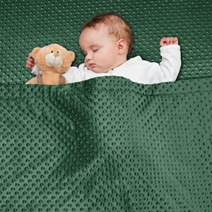 david's kids Minky Baby Blanket for Boys Girls Neutral, Soft Lightweight Micro Fleece Blanket with Double Layer, Dotted Backing, Receiving Blanket for Newborns, 30x40 Inches, Emerald Green