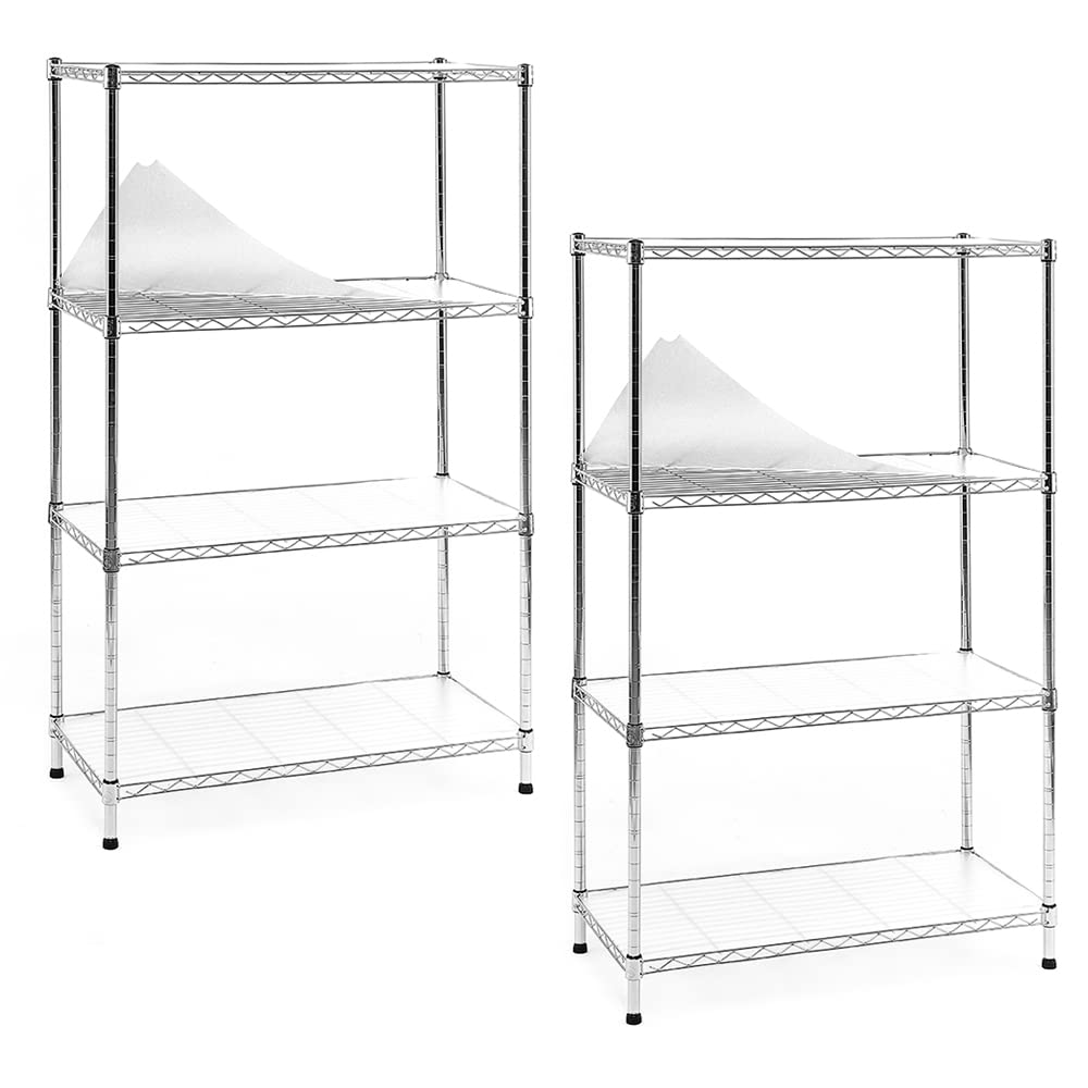 EFINE 2-Pack Chrome 4-Shelf Shelving Unit with 4-Shelf Liners, Adjustable, NSF Certified Metal Wire Shelves, 150lbs Loading Capacity Per Shelf, Shelving Rack for Kitchen and Garage (30W x 14D x 47H)