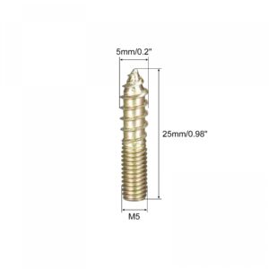 uxcell M5x25mm Hanger Bolts, 12pcs Double Ended Thread Dowel Screws for Wood Furniture