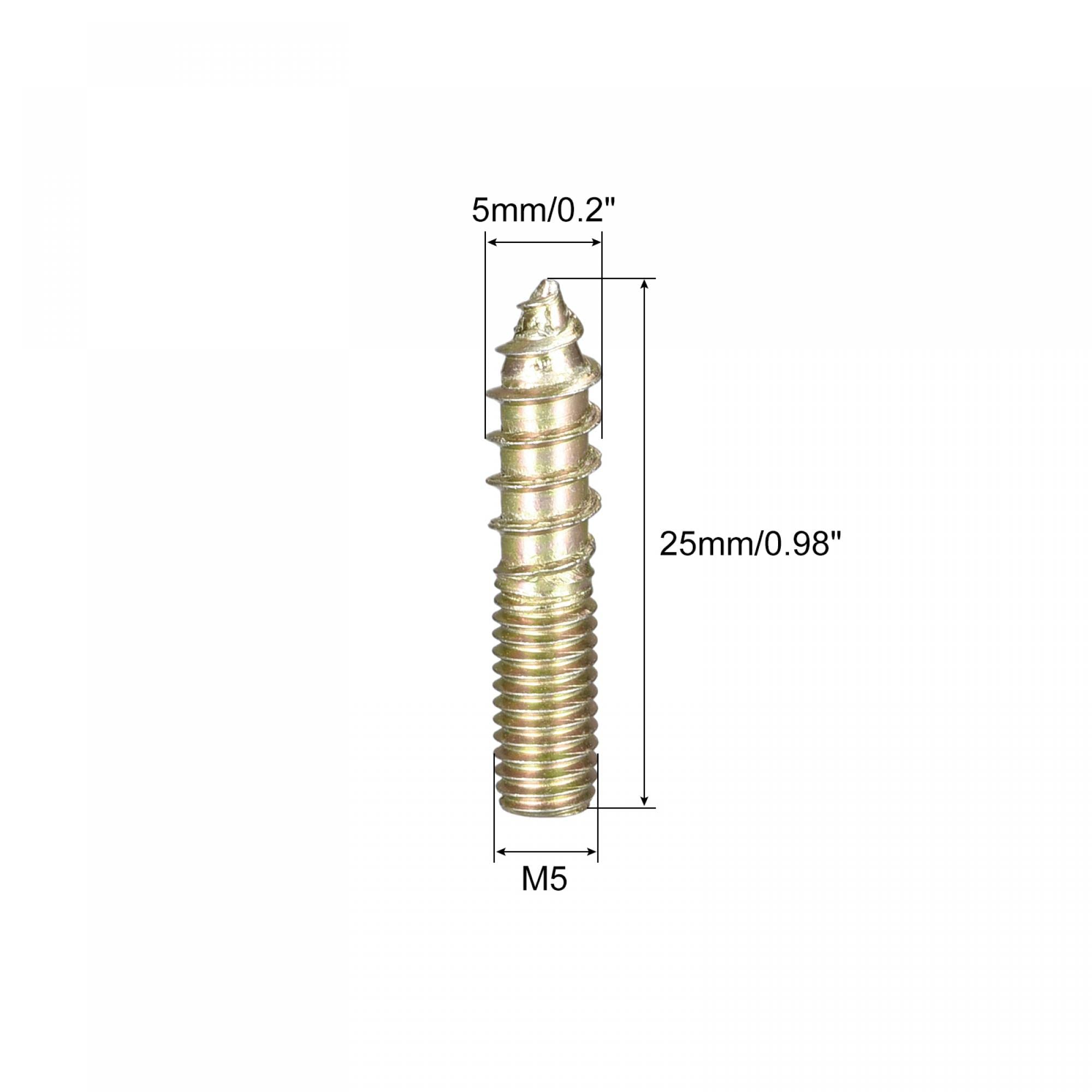 uxcell M5x25mm Hanger Bolts, 12pcs Double Ended Thread Dowel Screws for Wood Furniture