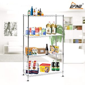 EFINE 2-Pack Chrome 4-Shelf Shelving Unit with 4-Shelf Liners, Adjustable, NSF Certified Metal Wire Shelves, 150lbs Loading Capacity Per Shelf, Shelving Rack for Kitchen and Garage (30W x 14D x 47H)