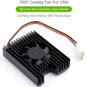 Dedicated All-in-One 3007 Cooling Fan for Raspberry Pi Compute Module 4 (CM4),PWM Speed Adjustable Low Noise More Convenient, with Thermal Tapes