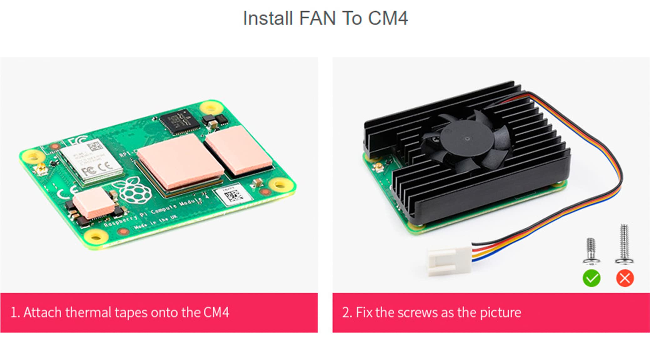 Dedicated All-in-One 3007 Cooling Fan for Raspberry Pi Compute Module 4 (CM4),PWM Speed Adjustable Low Noise More Convenient, with Thermal Tapes