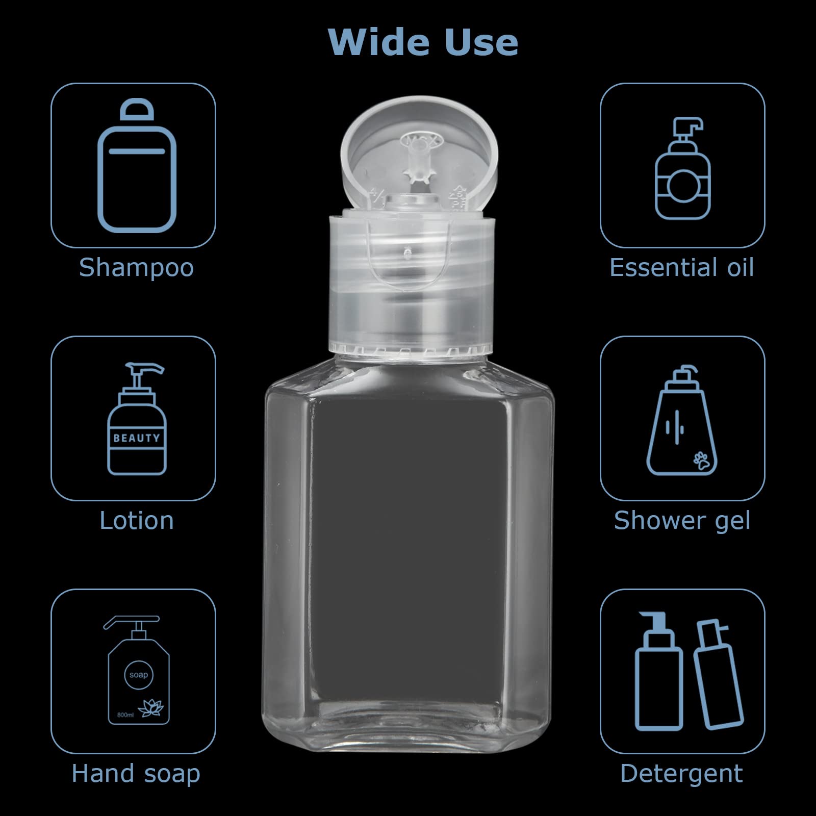 100PCS 1oz Travel Bottles with Caps Mini Small Plastic Travel Shampoo Bottles Empty Bottles, Refillable Cosmetic Containers with Flip Cap Clear Portable Small Bottles for Liquid, Lotions, Toner, Body