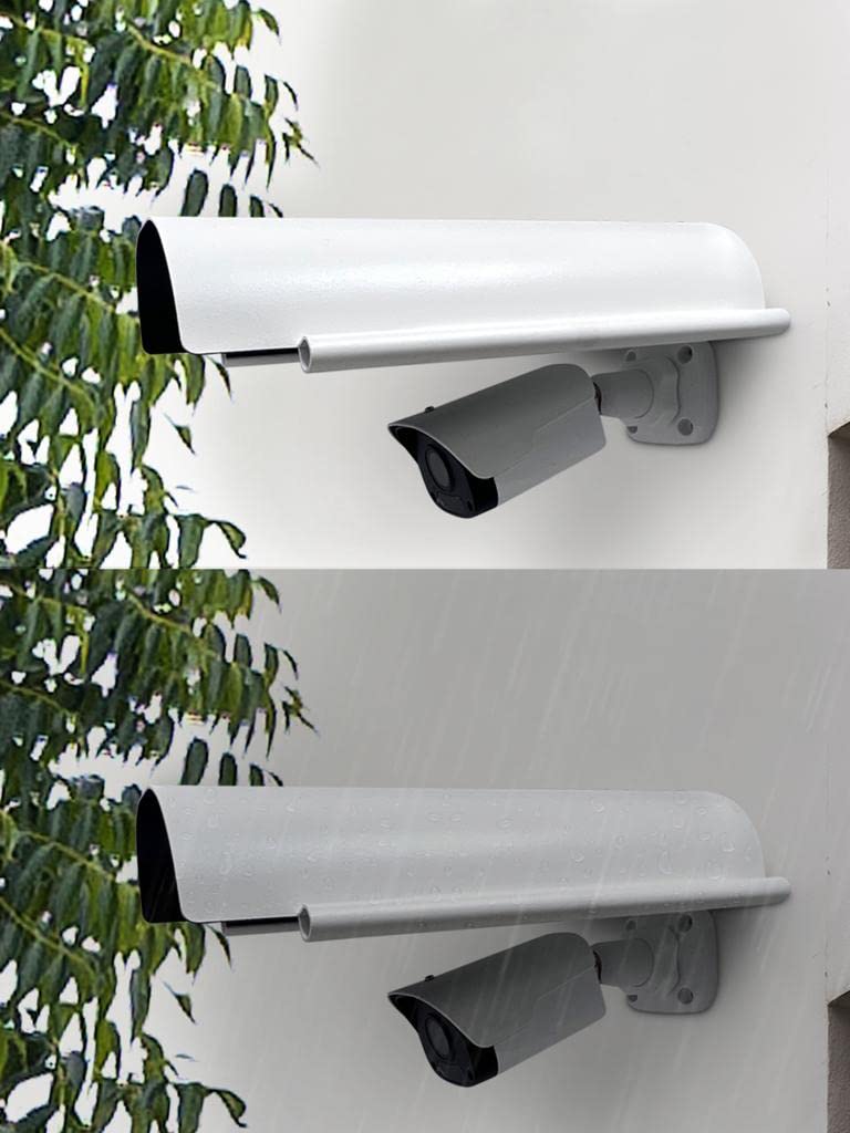 KENUCO Sun Rain Shade Cover Compatible with Outdoor Security Cameras, Aluminum Alloy Material - White