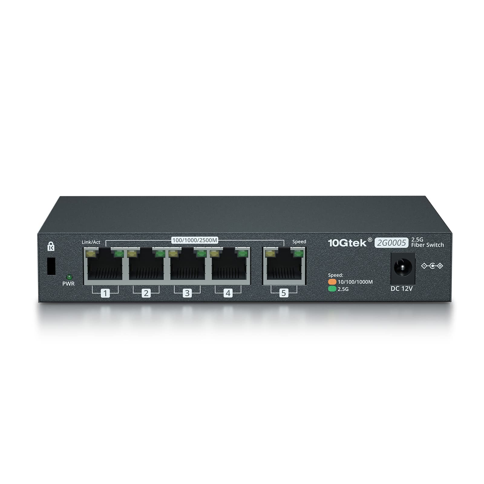 10Gtek 5-Port 2.5G Multi-Gigabit Ethernet Network Switch, 5 x 2.5GBASE-T Compatible with 10/100/1000/2500Mbps, Plug & Play | Ethernet Splitter | Lifetime Warranty