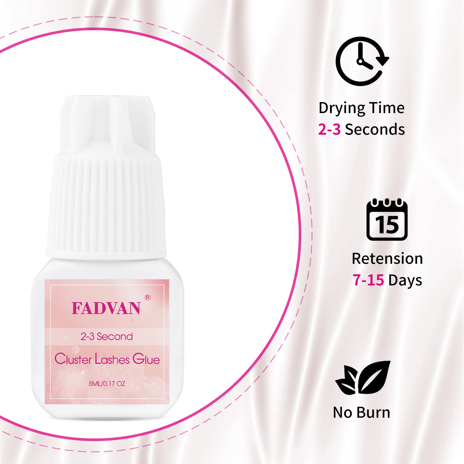 FADVAN Black Individual Cluster Lash Extension Glue, Sensitive Eyelash Adhesive, Long Lasting, No Fume No Irritation, Waterproof, Self Application, for Personal Use