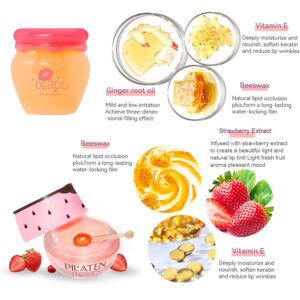 SWETIYOU Lip Plumper Lip Mask Set, Lip Plumper Gloss Lip Injection, Strawberry Propolis Moisturizing Lip Sleeping Mask, Hydrating & Prevention Dry and ed Lip Scrubs Exfoliator (Ginger and Strawberry)