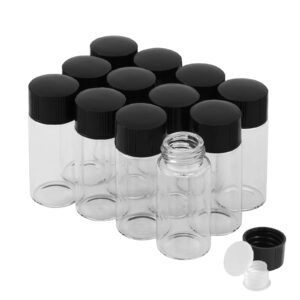 cadbibe 10ml clear glass vials with screw caps and plastic stoppers, small liquid sample vial, leak-proof vial, 12pcs