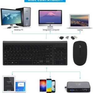 Fonicer Wireless Keyboard and Mouse Combo with USB C & USB A Receiver-Full Size Type c Keyboard and Mouse Compatible