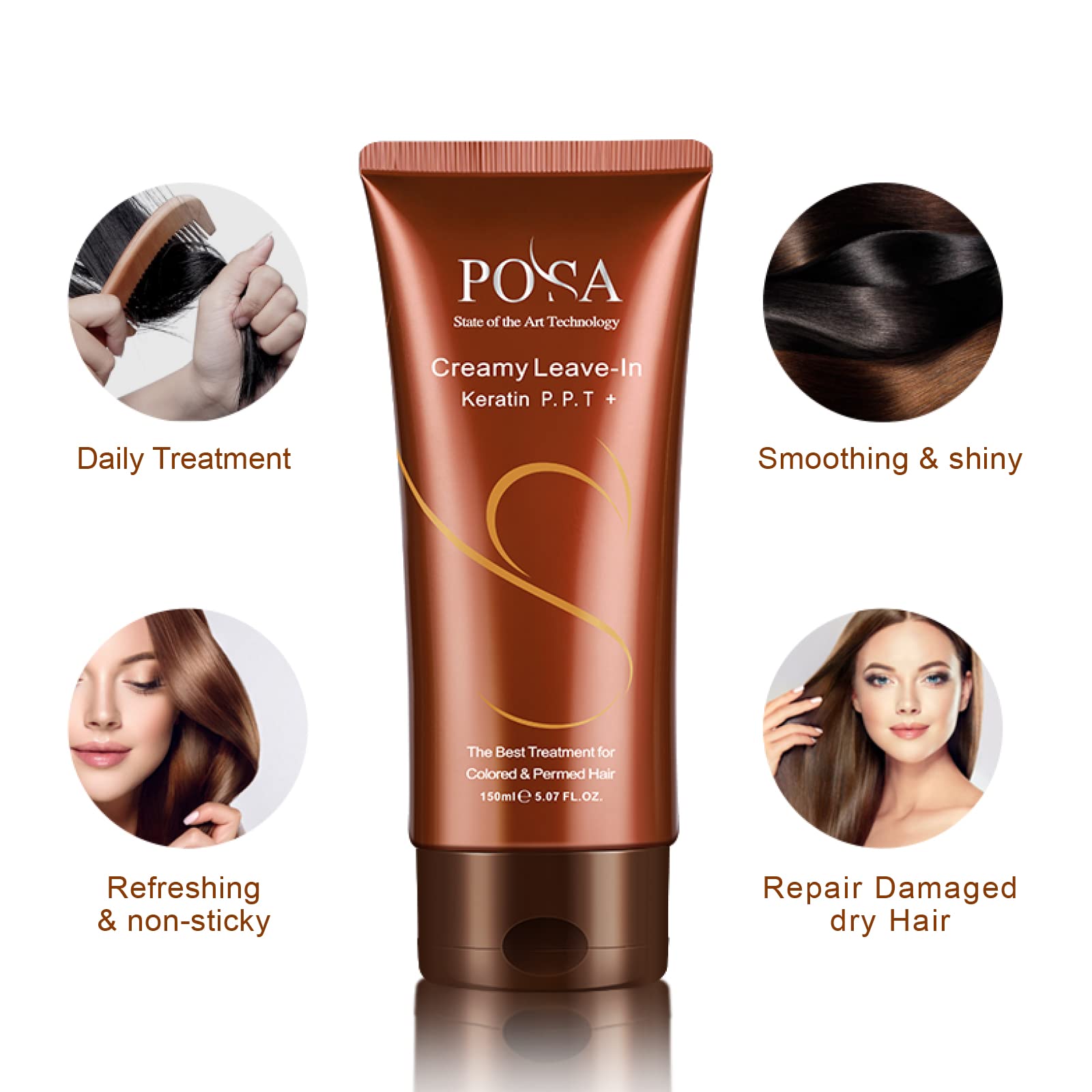 Keratin Protein Leave In Conditioner,Creamy Smooth Vitamin B5 Hair Conditioner, Deep Treatment Heat Protectant P P T,Anti-Frizz Conditioner for Dry Damaged,Color-treated Hair