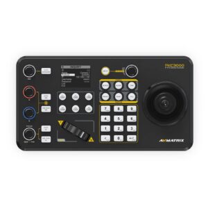 AVMATRIX PKC3000 PTZ Camera Controller IP Serial PTZ Keyboard with 4D Joystick IP, RS422 RS485 RS232 Interface LCD Screen PoE Supported for Church Conference Live Streaming