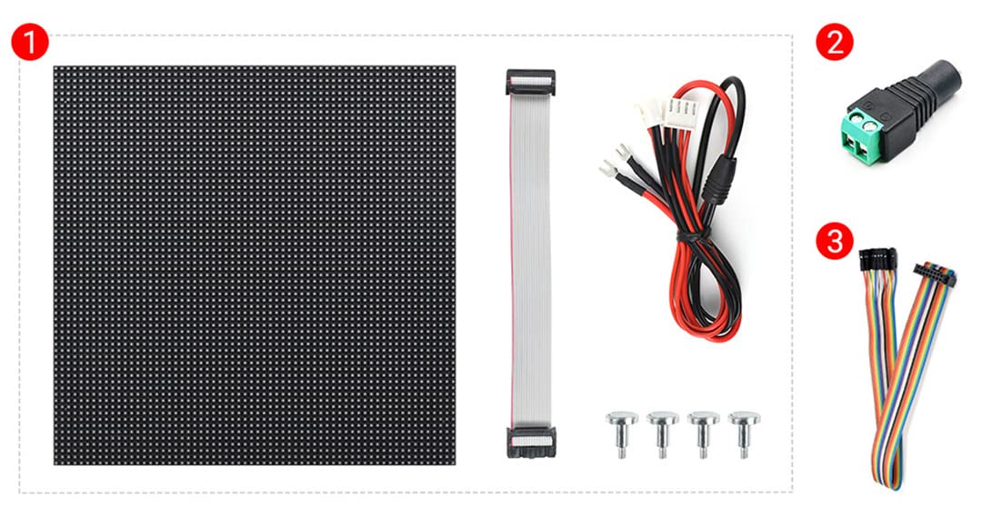 Coolwell RGB Full-Color LED Matrix Panel for Raspberry Pi and Ardui, 3mm Pitch, 64×64, 4096 Individual RGB LEDs, Brightness Adjustable