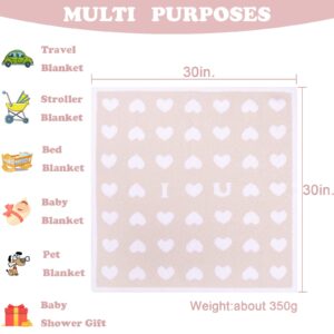 BOBOYOYO Plush Baby Blankets for Newborn Girls Boys Heart Soft Fuzzy Warm Swaddle Receiving Blanket 30 x 30 Polyester Toddler Blanket for Crib Stroller Nursery Pink