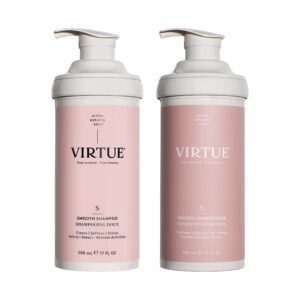 virtue smooth sulfate free shampoo and conditioner set for frizz control for curly hair, safe for all hair types, color safe