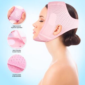 Reusable Double Chin Reducer- V Line Mask -Double Chin Remover-Facial Slimming Chin Strap-Chin Up Mask Face Lifting Belt V Shaped Slimming Face Mask