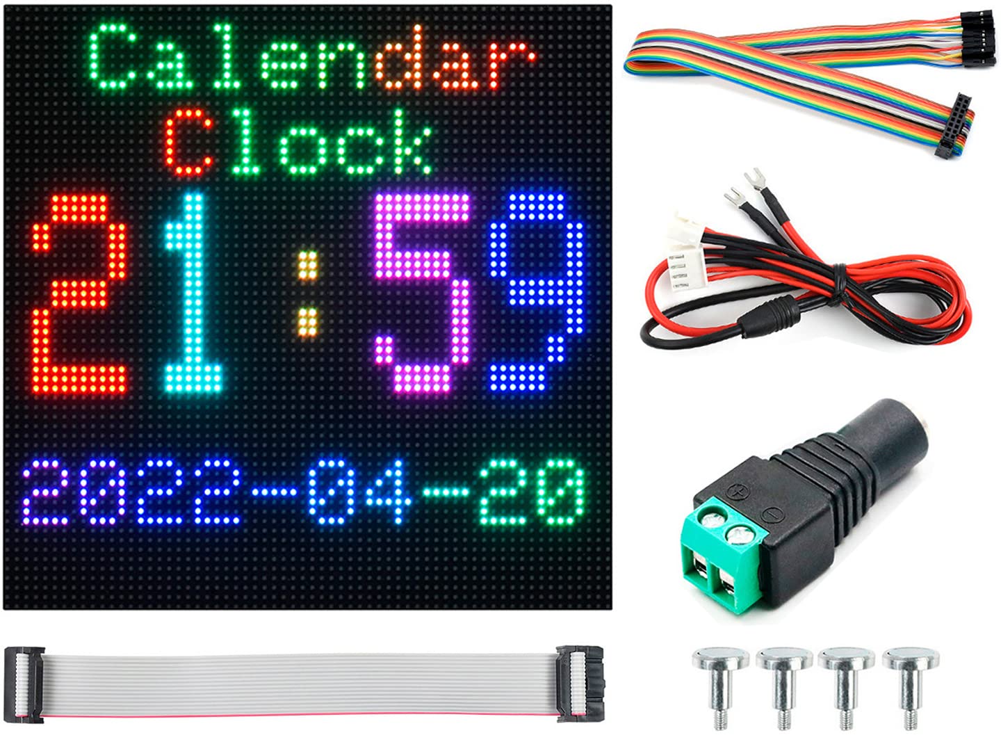 waveshare 64x64 4096 Pixels RGB Full-Color LED Matrix Panel 3mm Pitch Displaying Text/Colorful Image/Animation Adjustable Brightness Chainable Design,Compatible with Arduino/Raspberry Pi