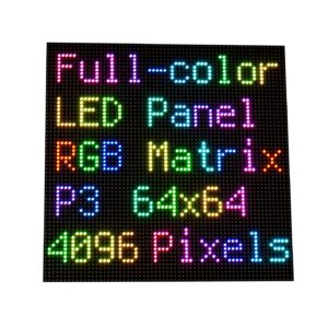 Coolwell RGB Full-Color LED Matrix Panel for Raspberry Pi and Ardui, 3mm Pitch, 64×64, 4096 Individual RGB LEDs, Brightness Adjustable