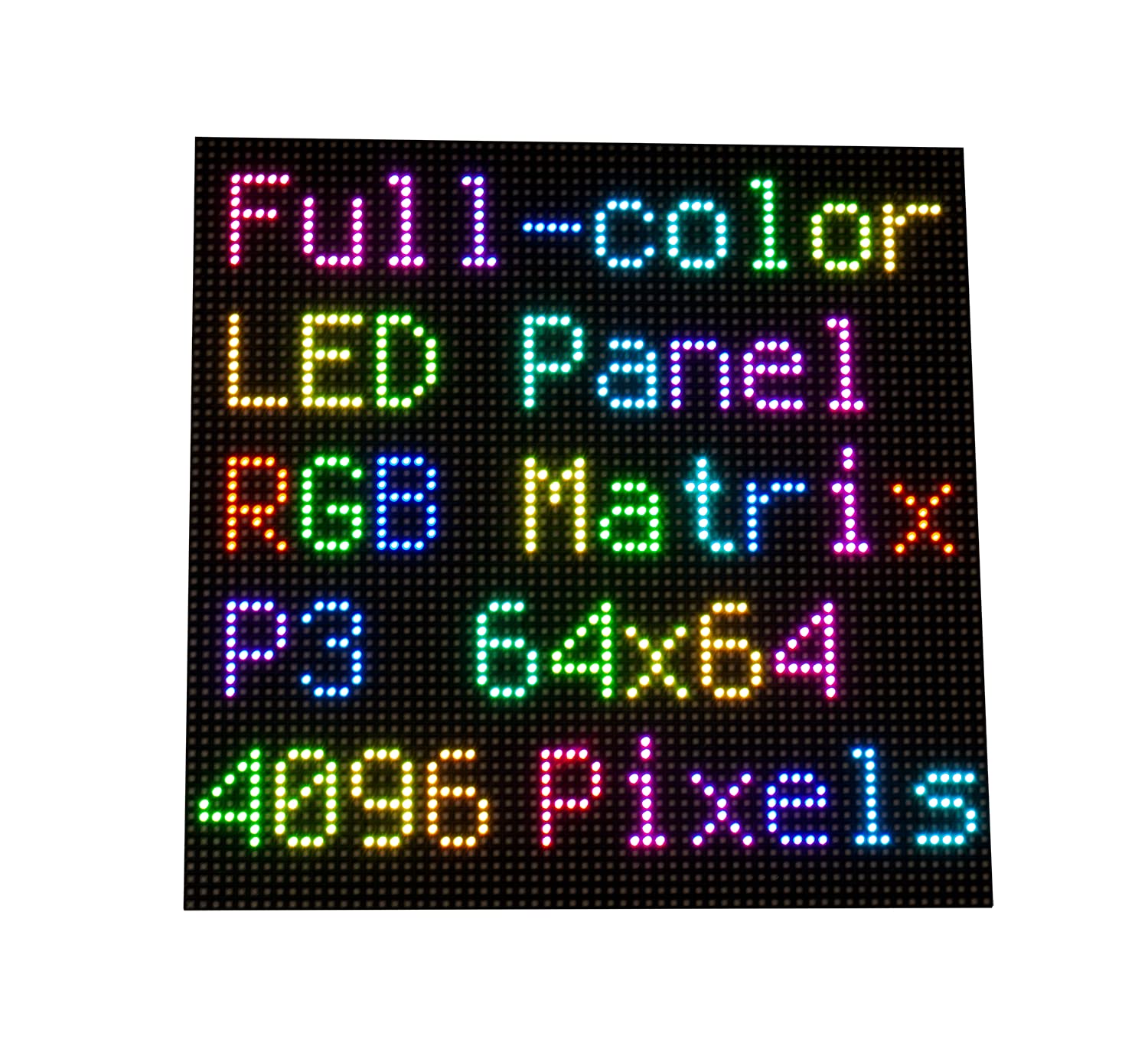 Coolwell RGB Full-Color LED Matrix Panel for Raspberry Pi and Ardui, 3mm Pitch, 64×64, 4096 Individual RGB LEDs, Brightness Adjustable